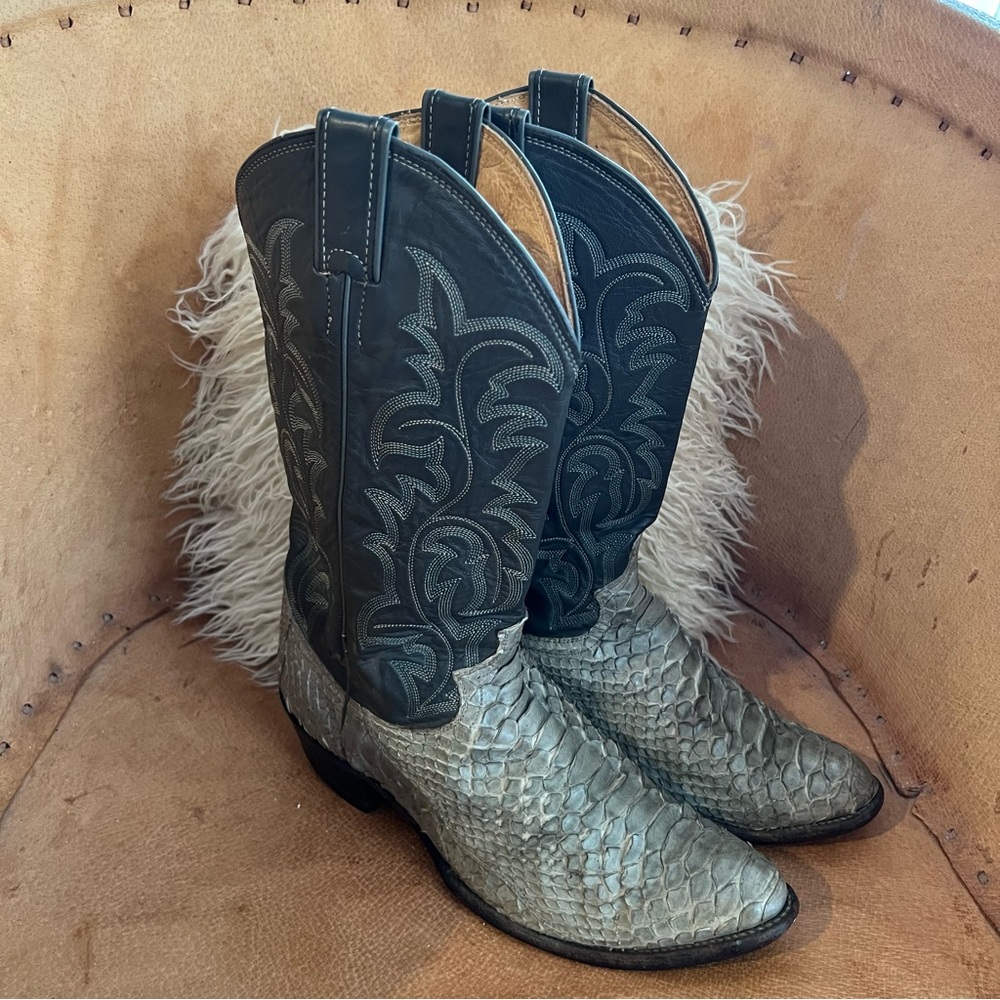 Justin Exotic Python Snakeskin Western Cowboy Boo… - image 2